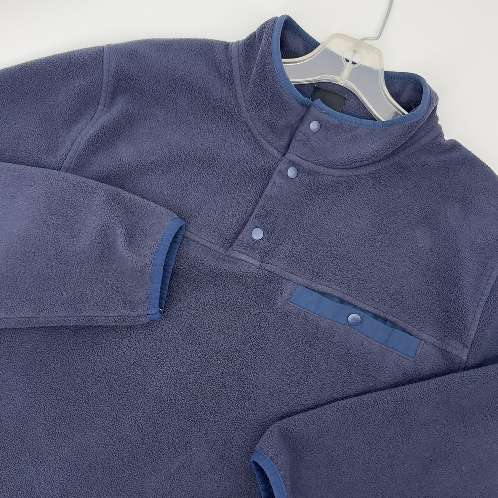32 Degrees Heat Fleece‎ Pullover Mens L Blue Snap Button Mock Neck Lightweight